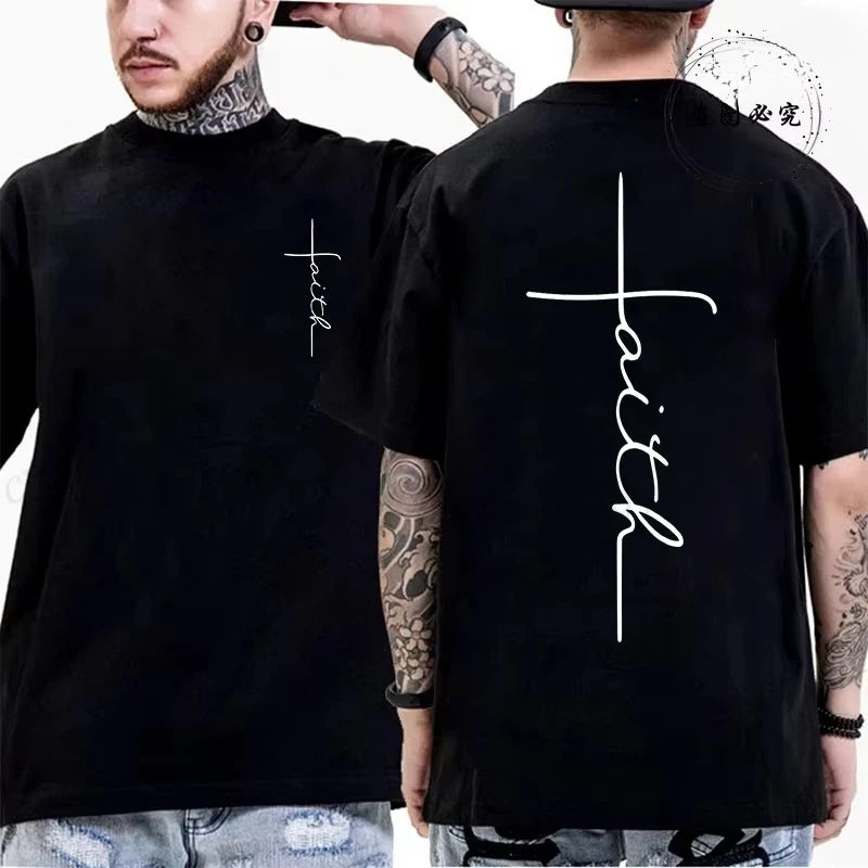 Summer Men's T-Shirts Comfortable Round Neck Short-sleeved Casual T-shirt Christian Jesus Bible Verse Print Men Fashion Tshirts