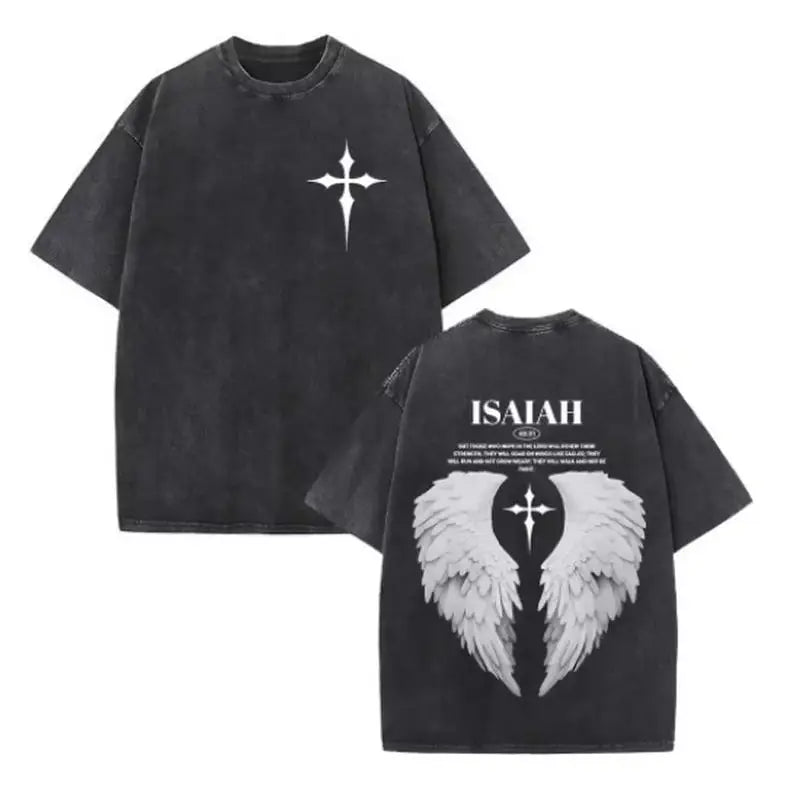 Christian Jesus Faith Over Fear Bible Verse Washed T-shirts Men Women Fashion Vintage Oversized T Shirts Harajuku Cotton T-shirt