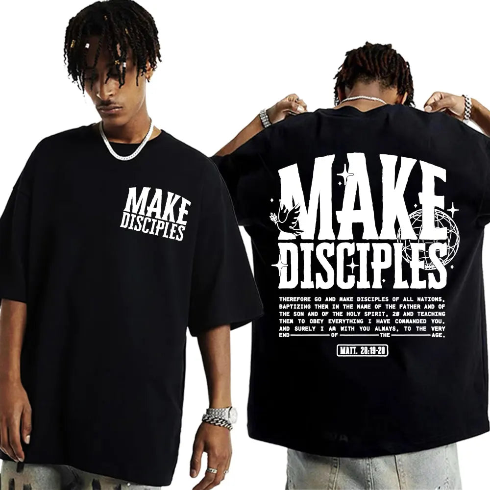 Go Make Disciples Christian Streetwear T Shirts Vintage Men Bible T Shirt Women's Fashion Aesthetic Cotton Short Sleeve T-shirts