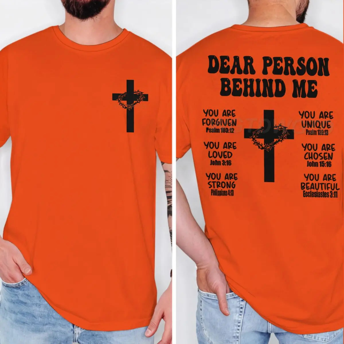 Christian Bible Verse T-shirt "Dear Person Behind Me" Print Men Tshirts Vintage Jesus Trendy Tee Top Short Sleeve Ropa Hombre