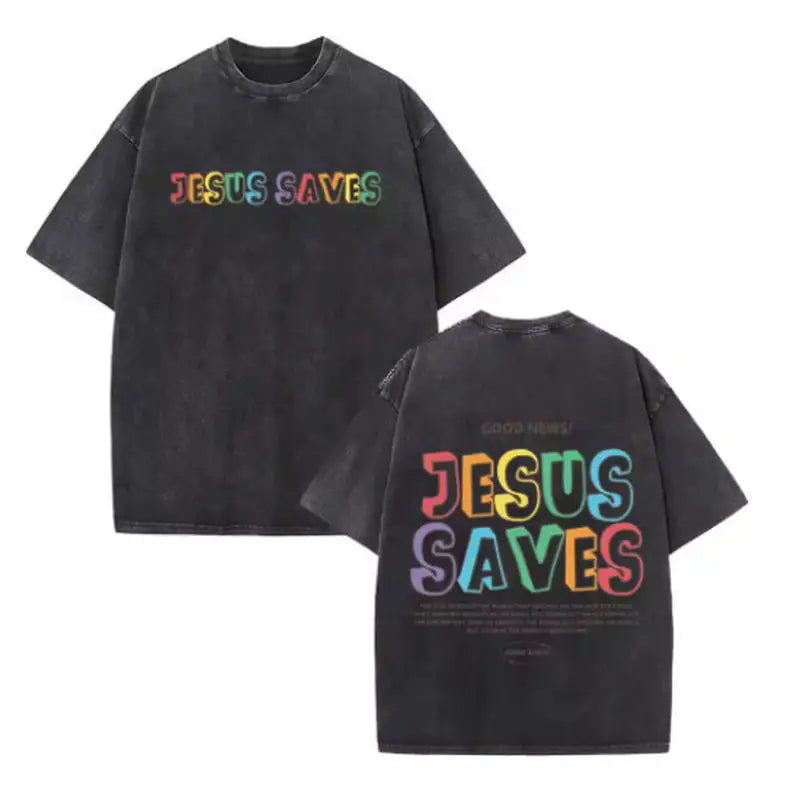 Christian Jesus Faith Over Fear Bible Verse Washed T-shirts Men Women Fashion Vintage Oversized T Shirts Harajuku Cotton T-shirt