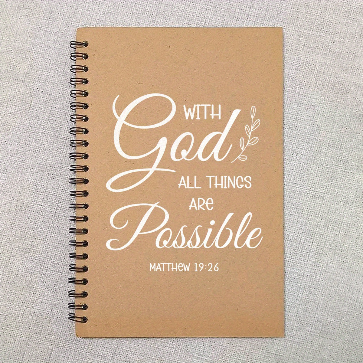 1 Elegant Christian Prayer Journal and Bible Verse Notebook - Spiral-bound with Matthew 19:26 Inspirational Quote Printed on the Cover - Bible Verse Planner, Prayer Diary - Suitable for Church Use, Also as a Personal Devotional Gift for Women