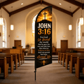 JOHN 3:16 Themed Church Decorative Pennant Flag, Beach Flag, Feather Flag. 198.12 cm Tall (pole Not Included), Polyester-blend Polyester Fiber Fabric,, Sun-resistant, and Fade-resistant. The Scripture Typography Is Simple and Elegant with Soft