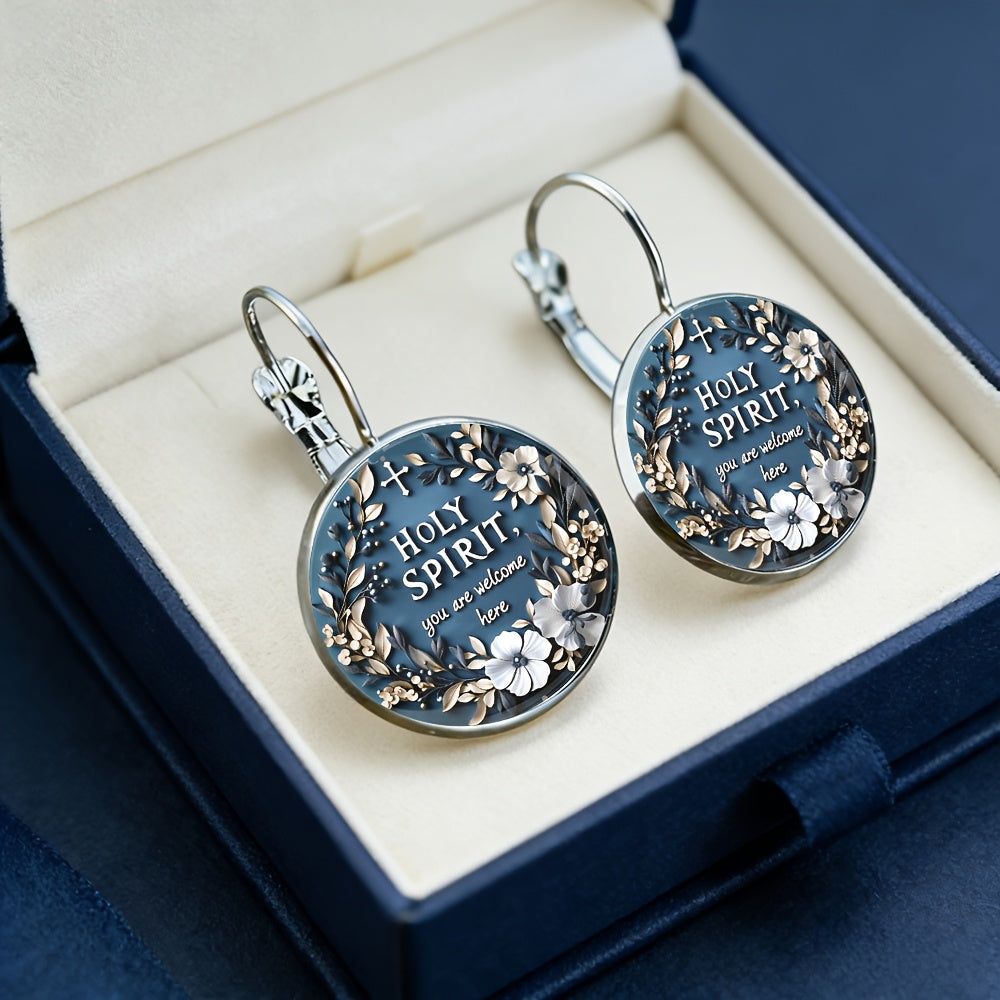 Holy Spirit Welcomes French Earrings, Alloy Material, Glass Inlaid, Women'S Fashion Gifts, Suitable for Daily Wear with Exquisite Earrings