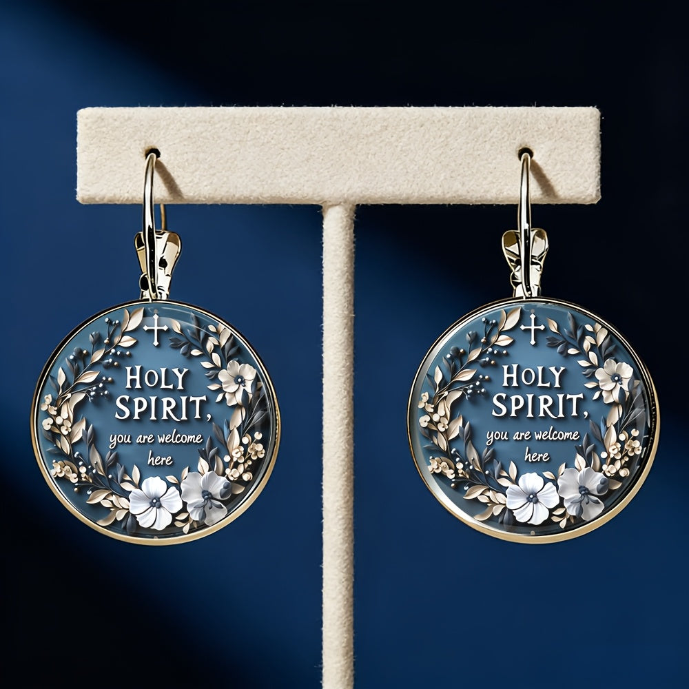 Holy Spirit Welcomes French Earrings, Alloy Material, Glass Inlaid, Women'S Fashion Gifts, Suitable for Daily Wear with Exquisite Earrings