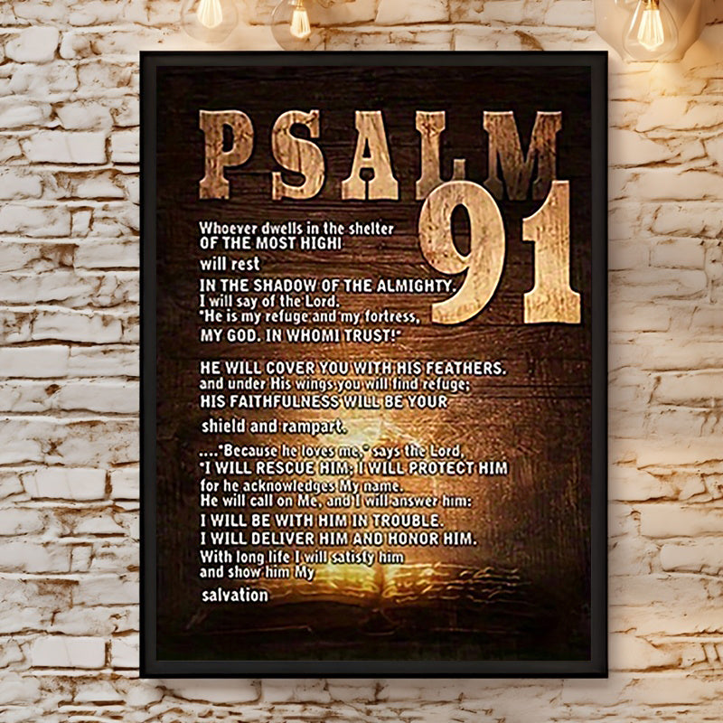 2D Flat, 2D Flat 1pc Canvas Painting, Psalm 91 Canvas Wall Art, Gift for Family and Friends, Fun Frameless Home Decor for Bedroom, Kitchen, Living Room, Hotel, Cafe, Office, Restroom, Bathroom, Room Artwork Canvas Wall Art Poster, Sizes: 8x12 Inches