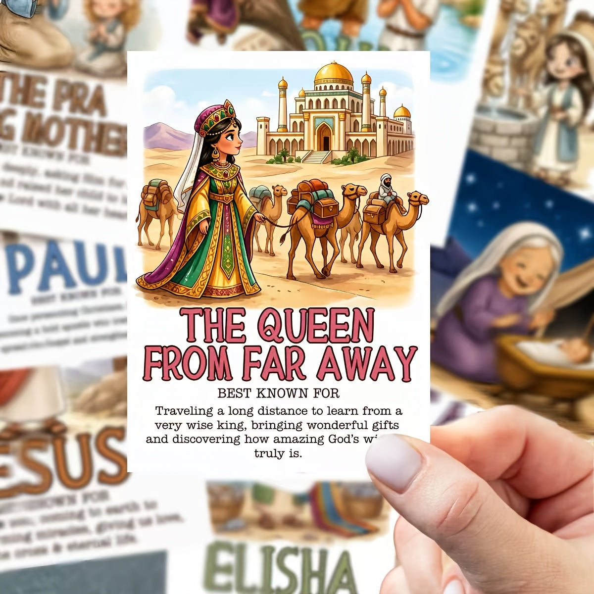 40pcs Bible Character Flashcards Suitable for Family Bible Study, Sunday School Learning Cards with Bible Stories & Scripture Memory Cards, Christian Devotional Gift for and Religious Education