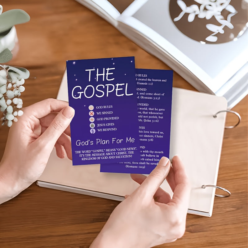 Gospel Posters 100pcs/Suitable for Churches, Families & Evangelism/Bible Verse Cards with Scripture & Christian Illustrations/English Religious Greeting Booklets for Church Bulletins, Worship, Birthdays, Thank You Cards