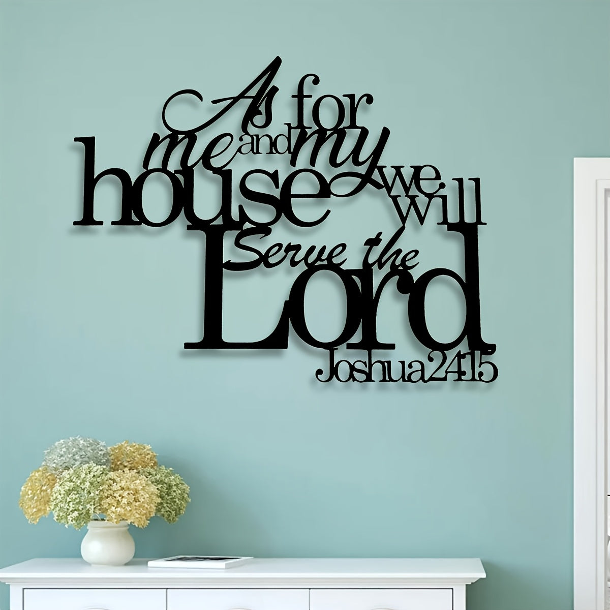 2D Flat, 1pc Christian Bible Verse Wall Art Panel "As for Me and My Household We Will Serve the Lord" - Joshua 24:15 Scripture Sign, Acrylic Suitable for, Church,, Prayer Room Decor, Religious Decoration with Bible Verse Quote, 2D Flat
