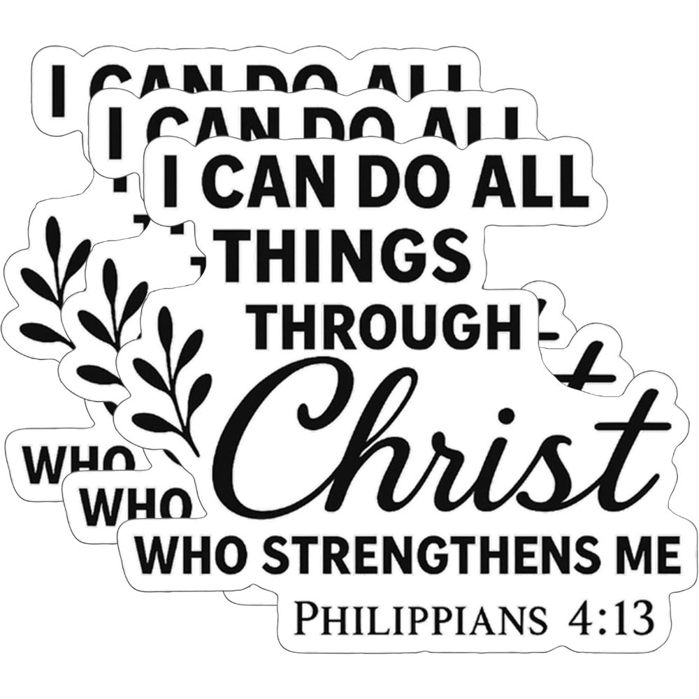 2D Flat, 3pcs Bible Verse Stickers – "I Can Do All Things Through Christ" – Philippians 4:13 – 7.62x7.62cm Waterproof Christian Vinyl Decals for Laptops, Bibles, Journals, Water Bottles – 2D Flat Sticker Vinyl, 2D Flat