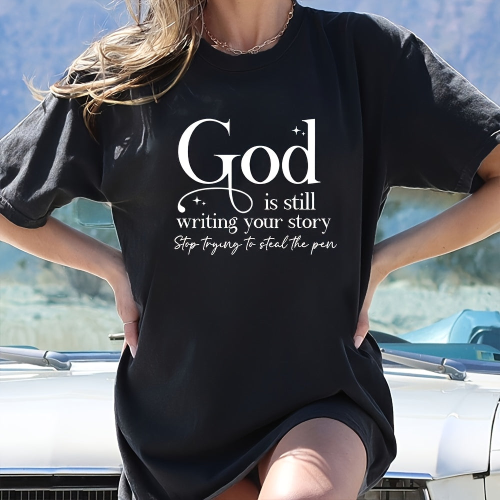 Inspirational Quotes Ironing Hot Transfer, 1pc White "God Is Still Writing Your Story" Applique, T-Shirts, Masks, Jeans, Backpack Sublimation Patch