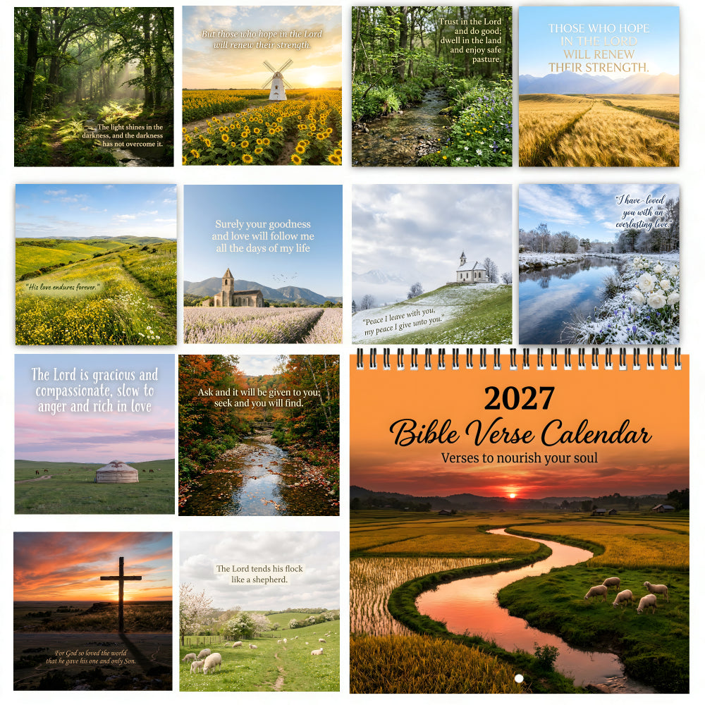 2027 Christian Wall Calendar/Bible Verse Calendar Print/Monthly Bible Verse Wall Calendar/Funny 2027 Wall Calendar with Humorous Monthly Designs for Office And Home Decor