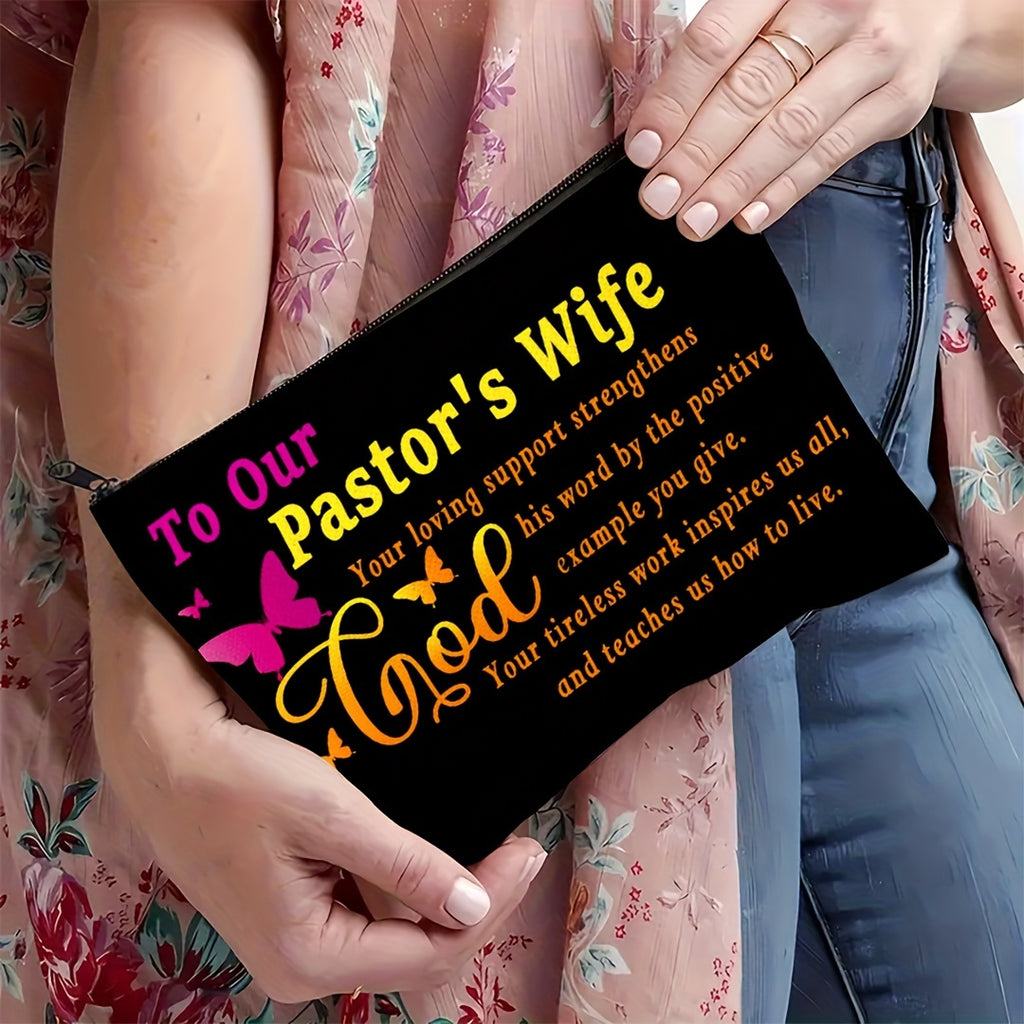 Chic Pastor's Wife Appreciation Makeup Bag - Perfect Christian Gift for Women, Ideal for Travel & Daily Use, Fun, Birthday Wedding Anniversary Commemorative, Makeup Bag