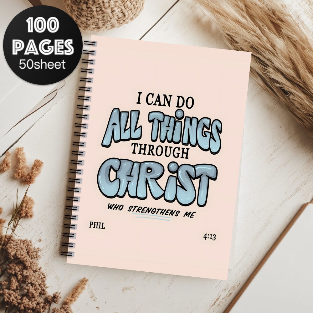 1pc Bible Verse Bible Quotes Spiral Binding Book with Bible Color-Coded Tabs-like Design (Philippians 4:13 Example) - Christian Planner Diary Journal for Women &, Inspirational Gift, Durable Binding Coil Binding for Church Group