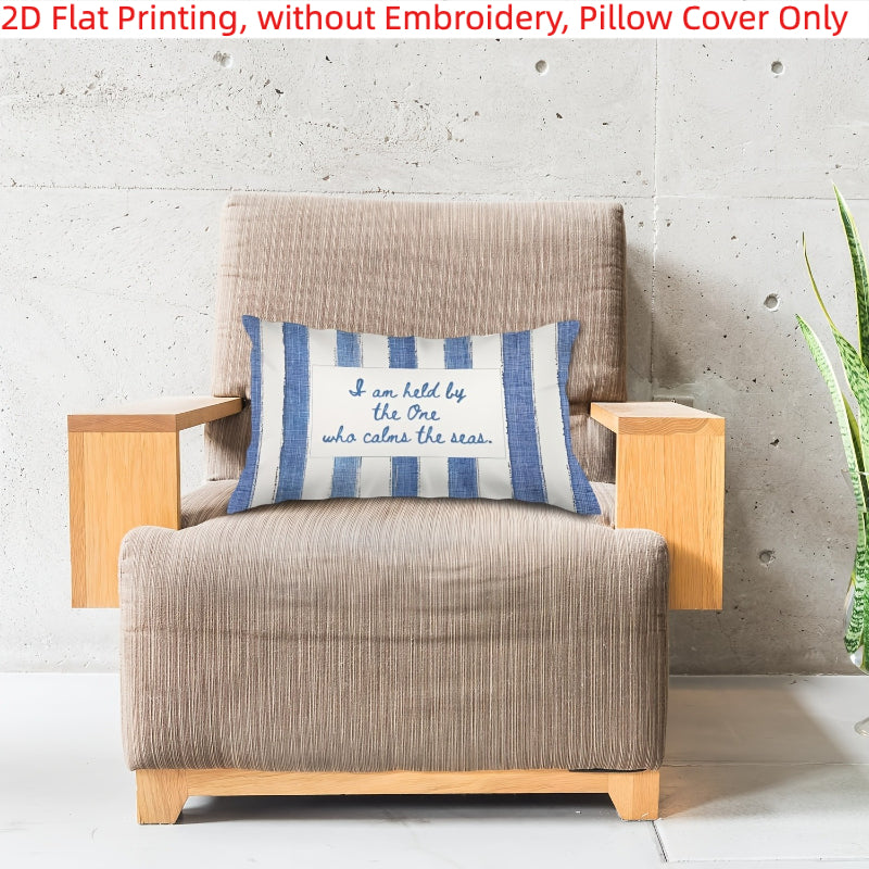 2D Flat - 1pc, 2D Flat Printing, Christian Coastal Beach Pillow Cover, Beachy Bible Verse Decorative Pillow Cover, Single-Sided Printing, Without Embroidery, Pillow Inserts NOT Included