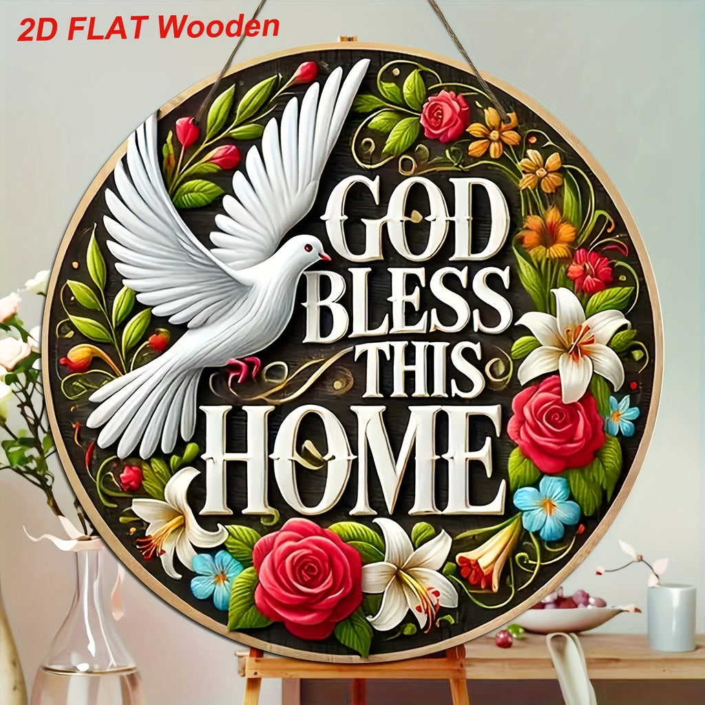 A Wooden Wall Hanging Featuring Doves of Peace, Invoking Blessings from God for This Family, Serving As a Decorative Piece for The Home