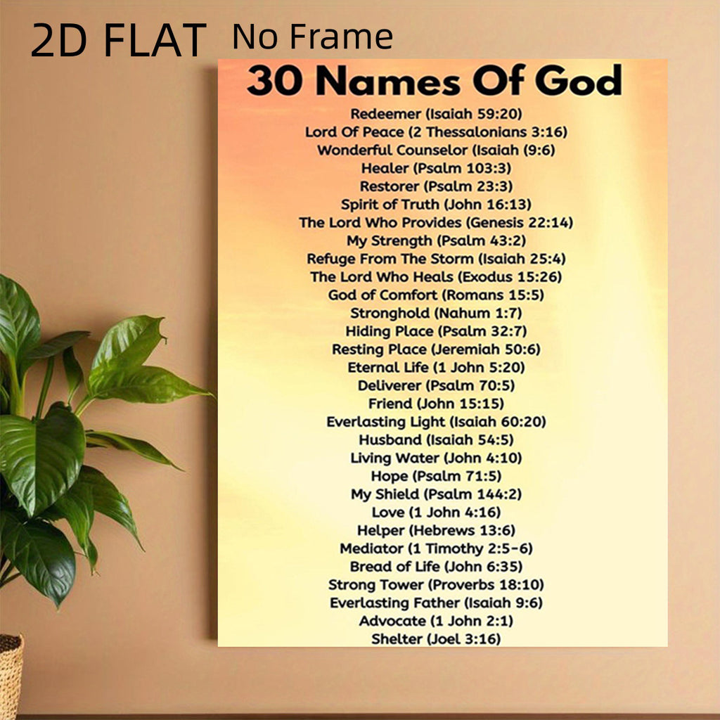 2D Flat, 2D Flat, 2D Flat No Frame Posters The Name of God: 30 Names from The Bible Combined with Architectural Style Modern Living Room, Bedroom, Office Decoration Size: 20.32cm x 30.48cm