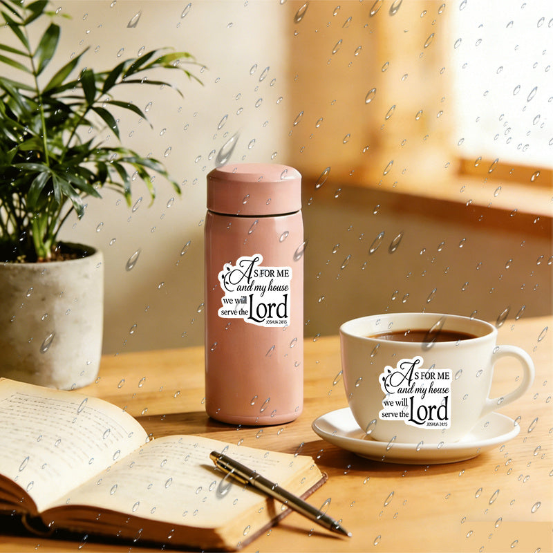 2D Flat, 9pcs/Sheet 2D Flat Sticker "As for Me And My House – Joshua 24:38.1cm Bible Verse Stickers – Christian Floral Vinyl Decals – Waterproof Inspirational Faith Stickers for Bibles, Journals, Bottles, Laptops, 2D Flat